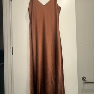 Aritzia Satin Slip Dress in Rich Copper Brown